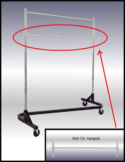 Add on Hangrail for Z Rolling Racks
